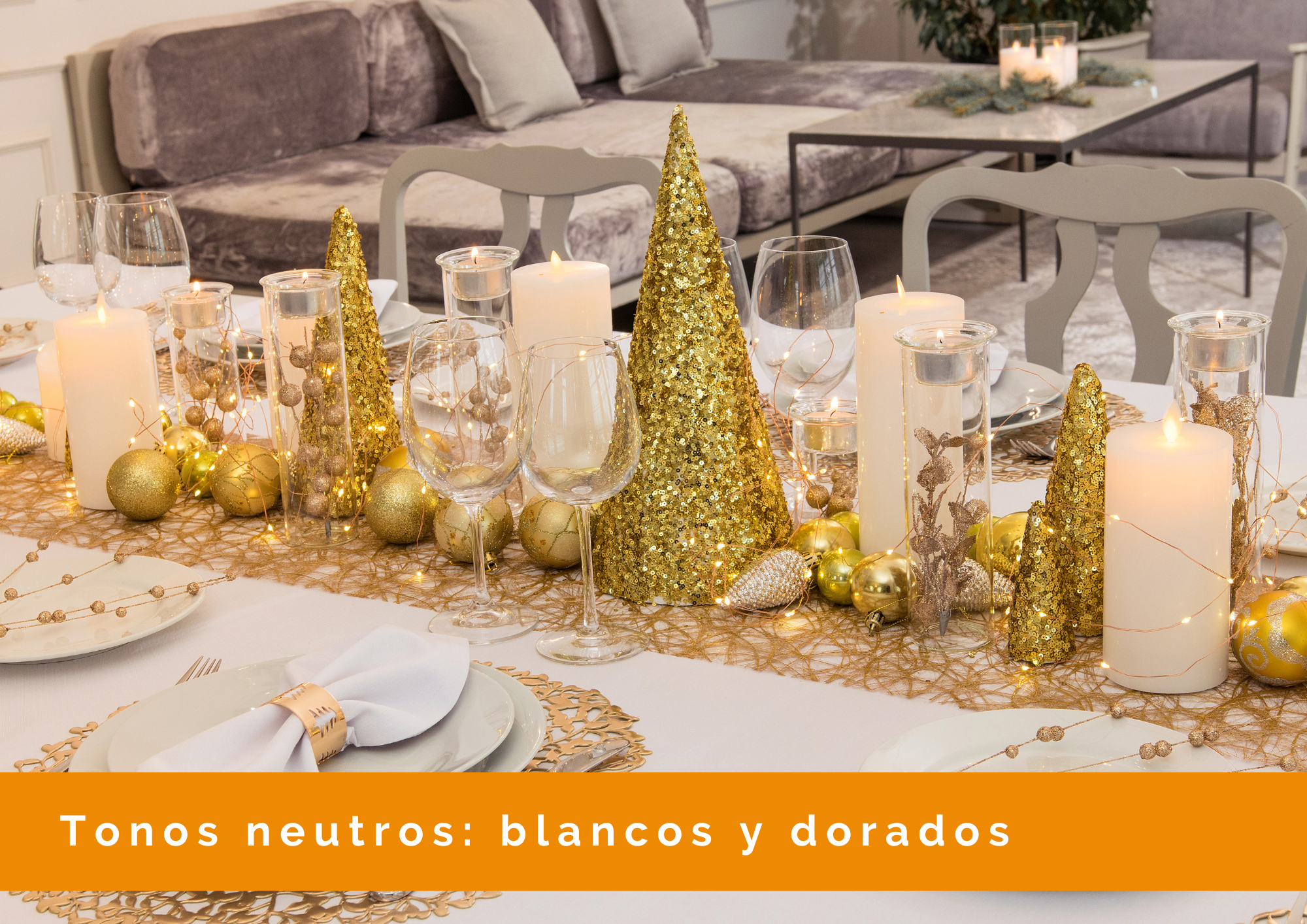 mesa cocina navidad dorado y blanco