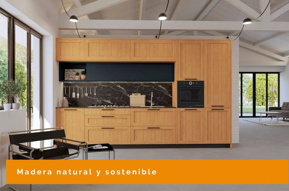 Cocina sostenible de madera natural