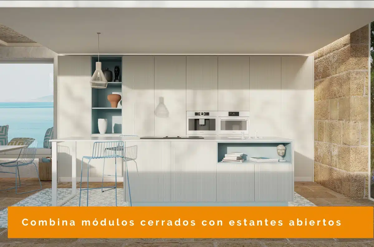 Cocina lineal estantes abiertos