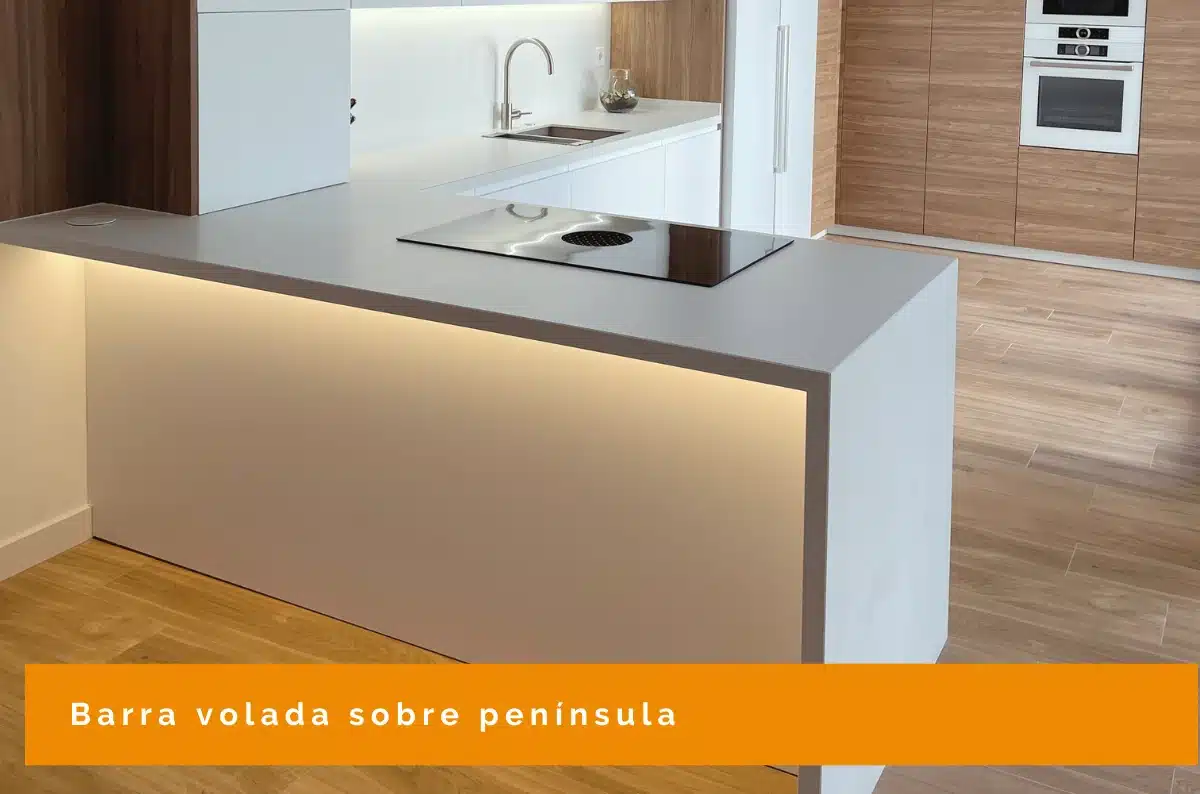 Barra volada cocina desayuno